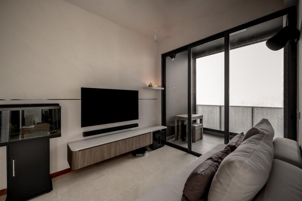 Modern Living Room with TV Console and Feature Wall