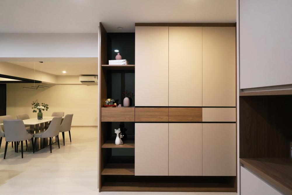 Contemporary Living Room with Vinyl Flooring and TV Console