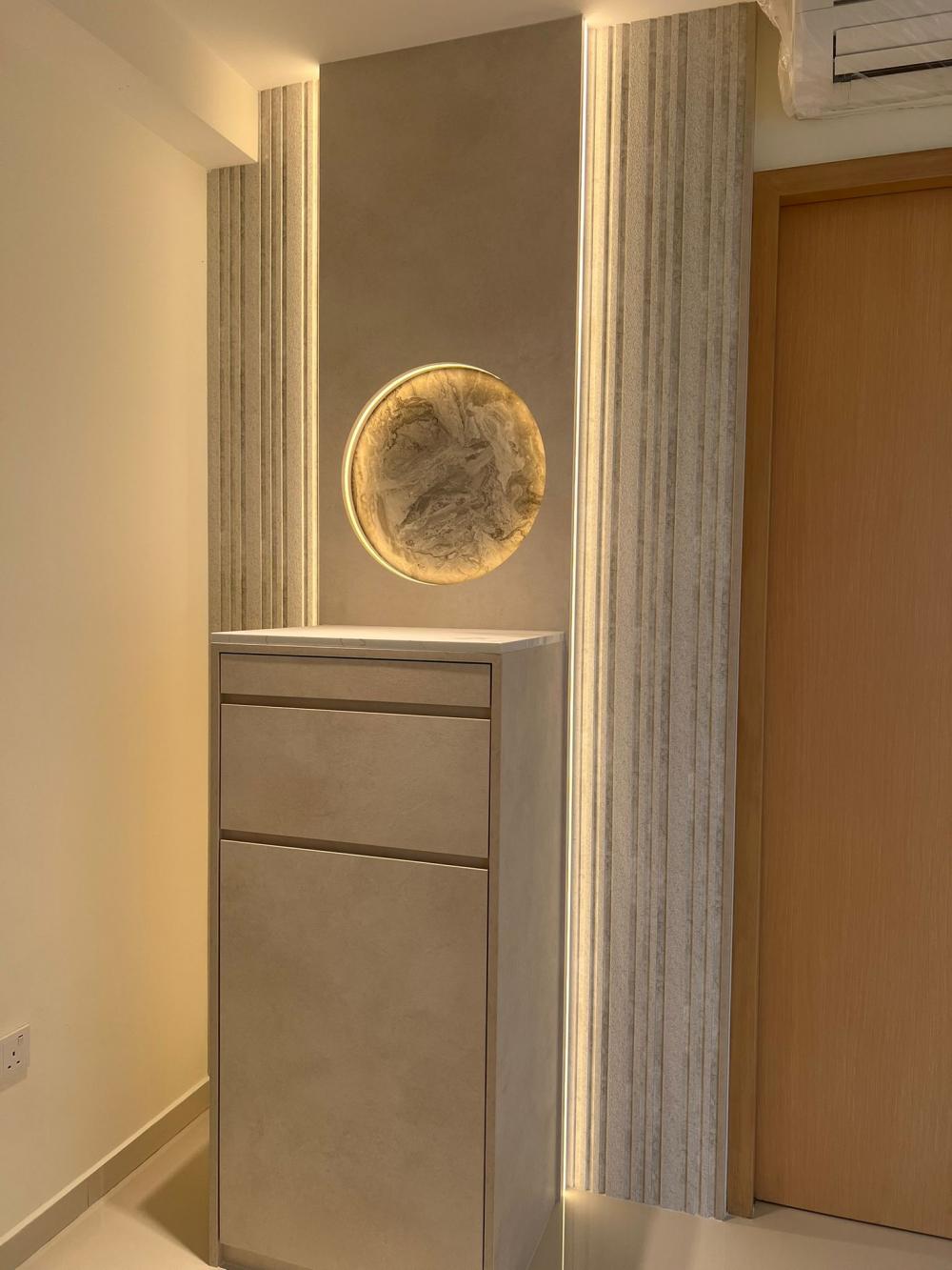 Modern Living Room with Feature Wall and Mirror