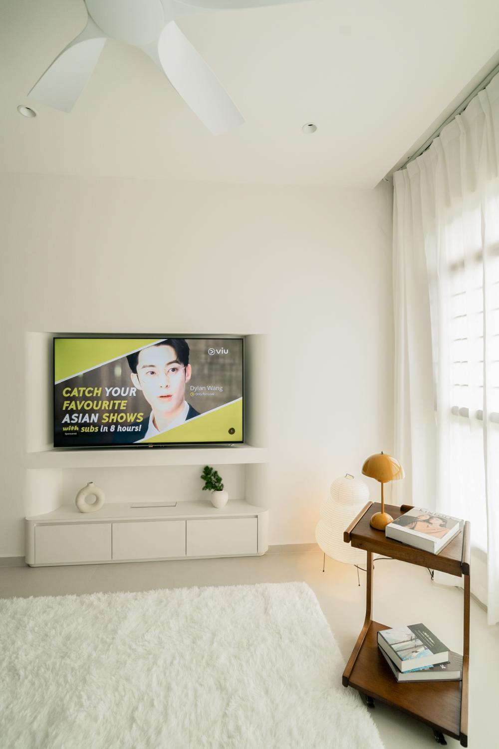 Minimalist Living Room with TV Console and Carpet