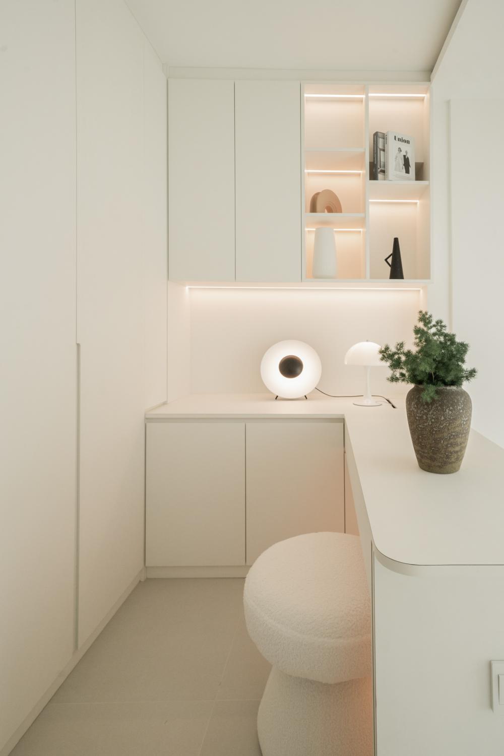 Minimalist Bedroom with Bookshelf and Wardrobe