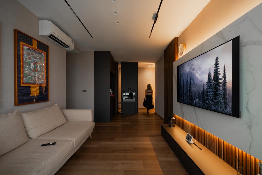 Modern Living Room with TV Console and Sofa