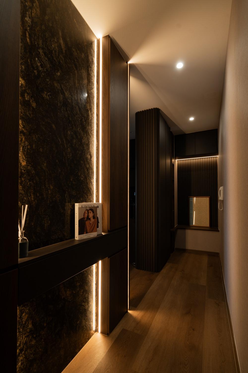 Modern Entryway with Mirror and Small Storage