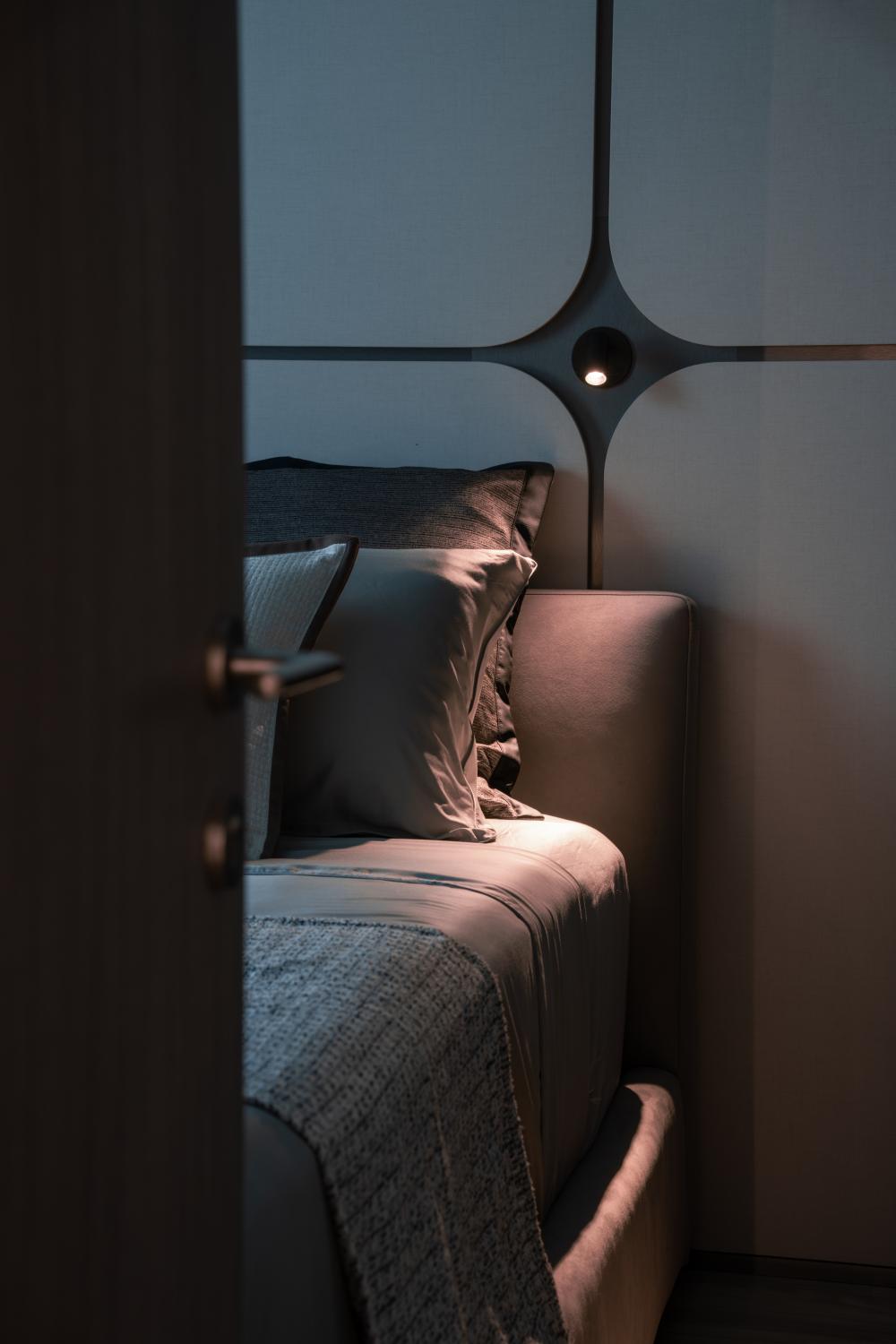 Contemporary Bedroom with Wardrobe and Chandelier