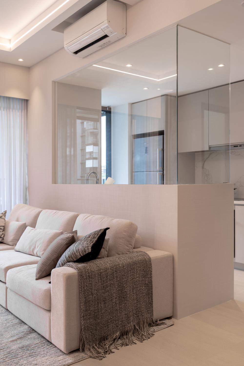 Contemporary Living Room with TV Console and Sofa