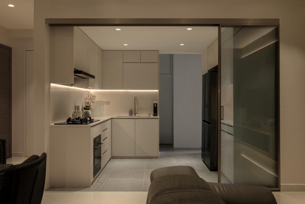 Modern Kitchen with Kitchen Island and Cupboard