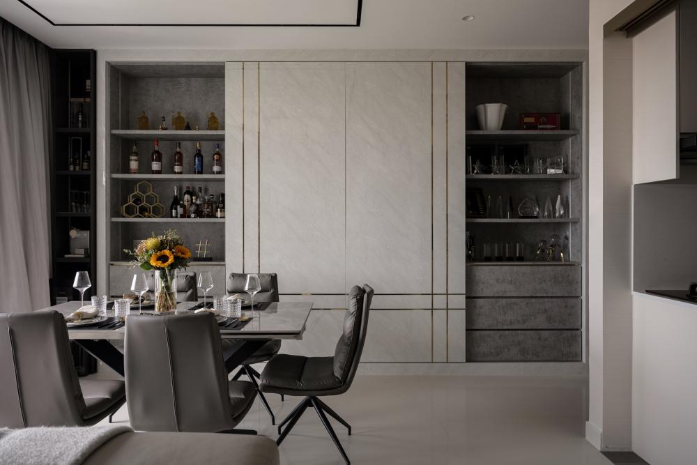 Modern Dining Room with Dining Chairs and Seating Bench