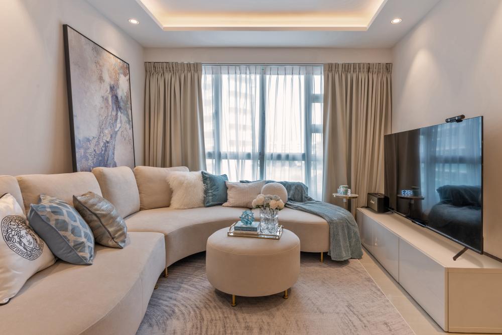 Modern Living Room with TV Console and Feature Wall