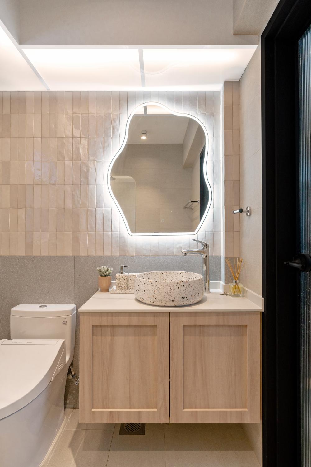 Scandinavian Bathroom with Mirror and Shower Screen