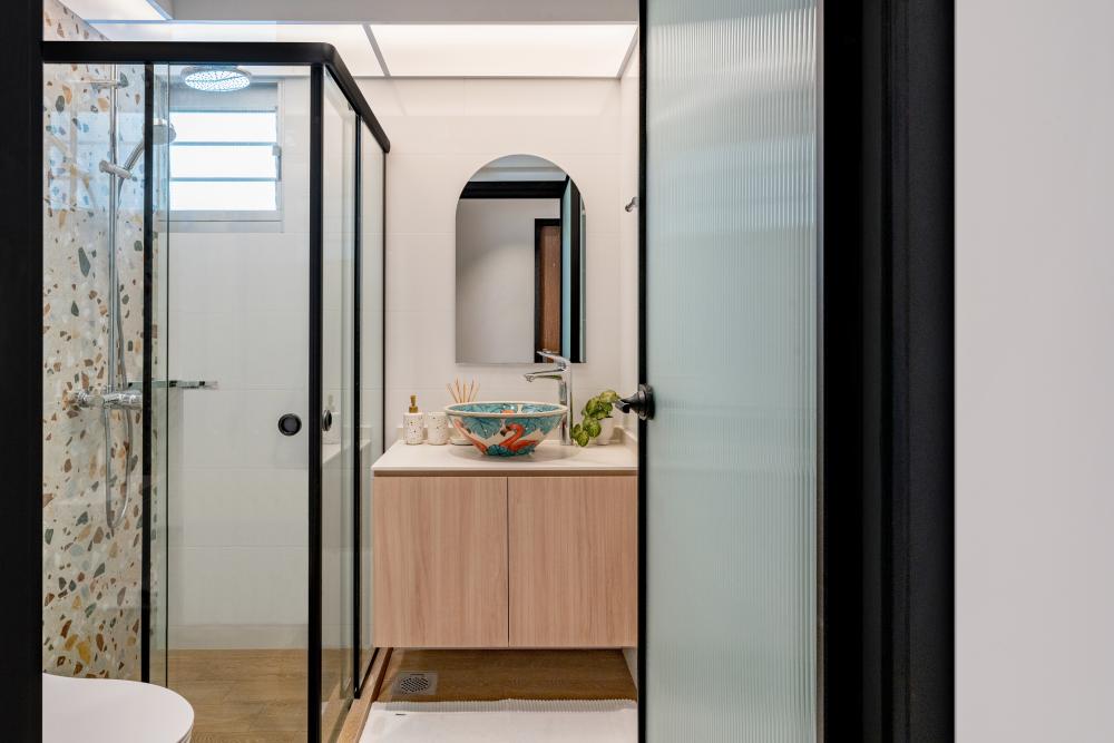 Scandinavian Bathroom with Mirror and Bathroom Mirrors