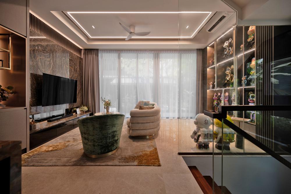 Modern Living Room with TV Console and Feature Wall