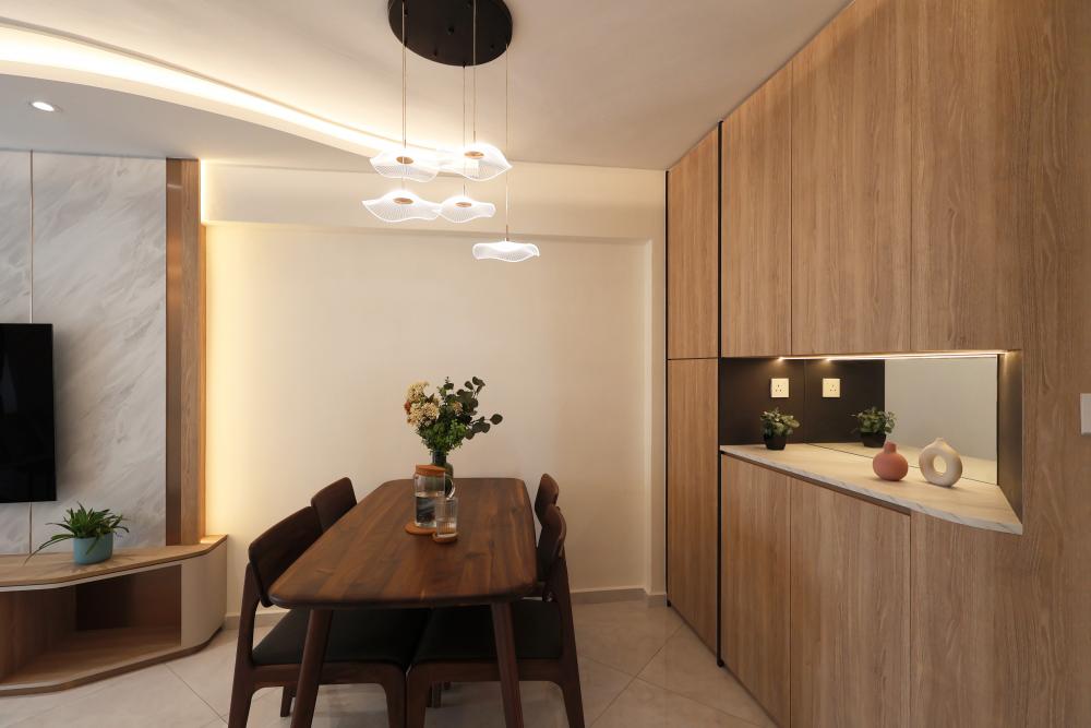 Contemporary Living Room with TV Console and Feature Wall