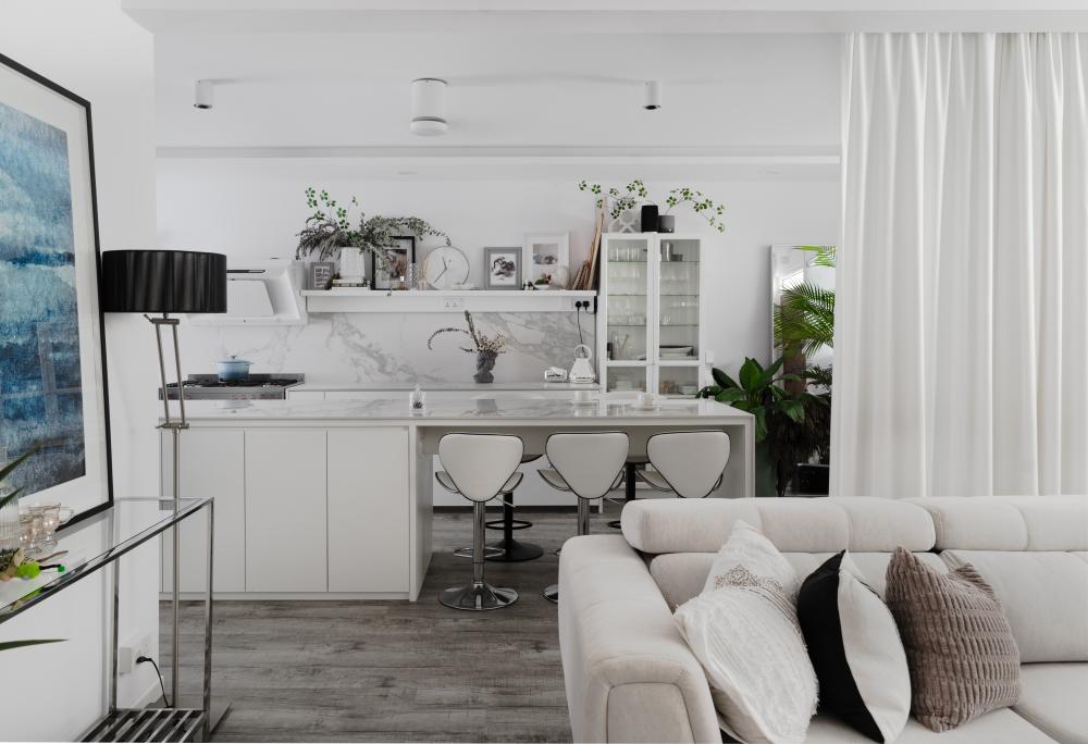 Modern Dining Room with Ceiling Light and Dining Table