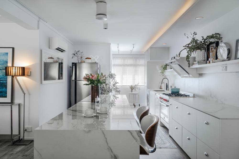 Modern Kitchen with Countertop and Vinyl Flooring