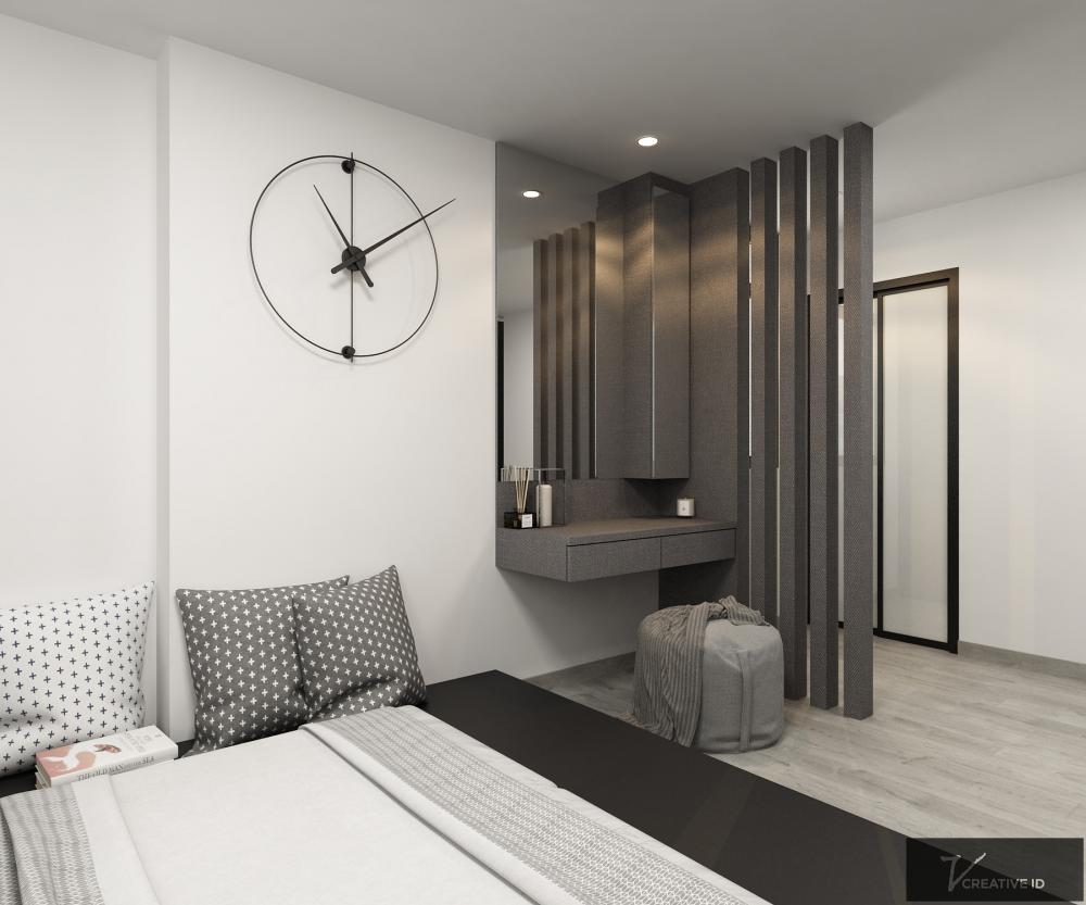 Contemporary Bedroom with Vinyl Flooring and Cove Lighting