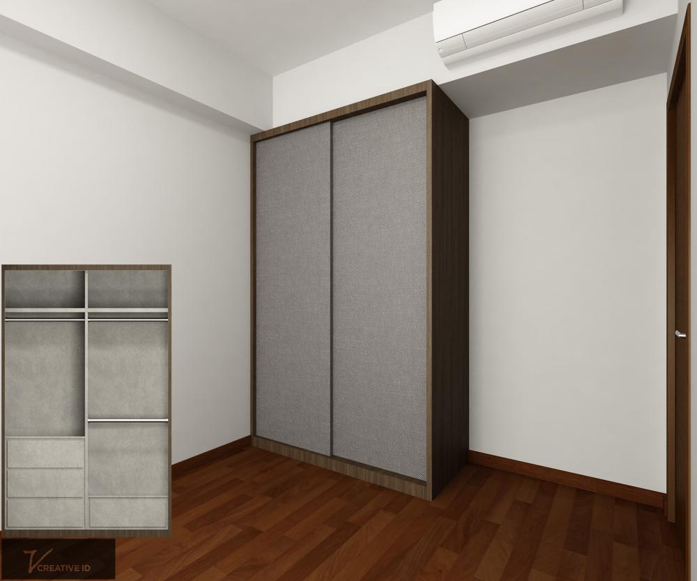 Contemporary Bedroom with Parquet Floor and Wardrobe