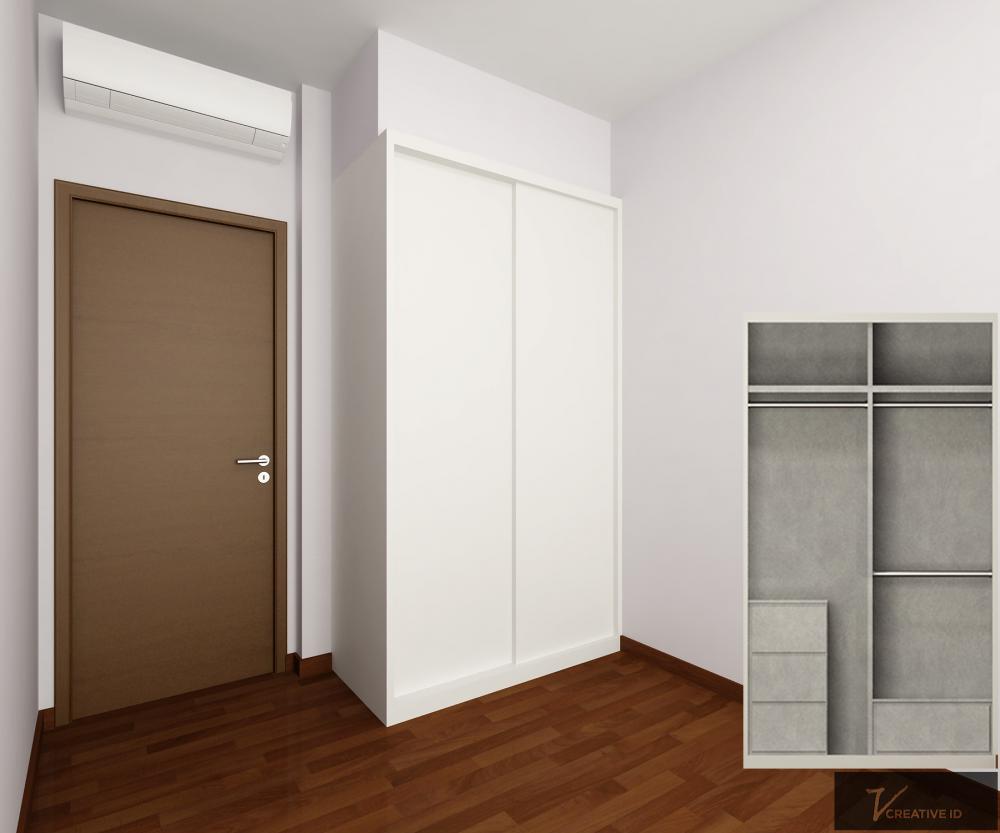 Contemporary Bedroom with Parquet Floor and Wardrobe