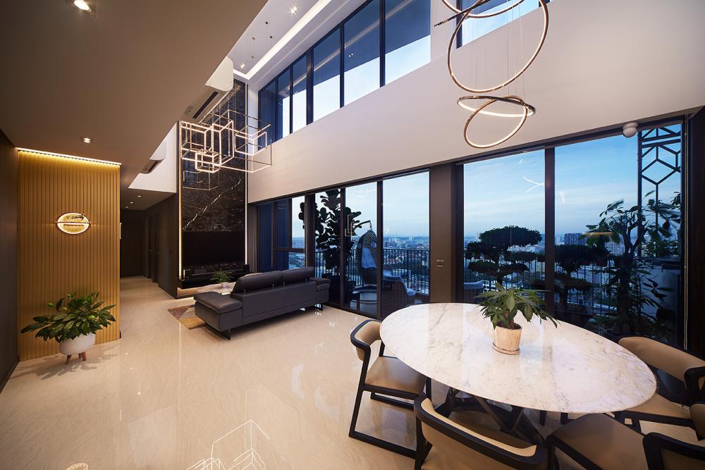 Modern Living Room with TV Console and Feature Wall