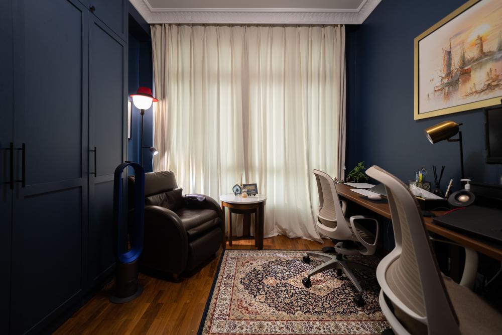 Vintage Study with Bookshelf and Wardrobe