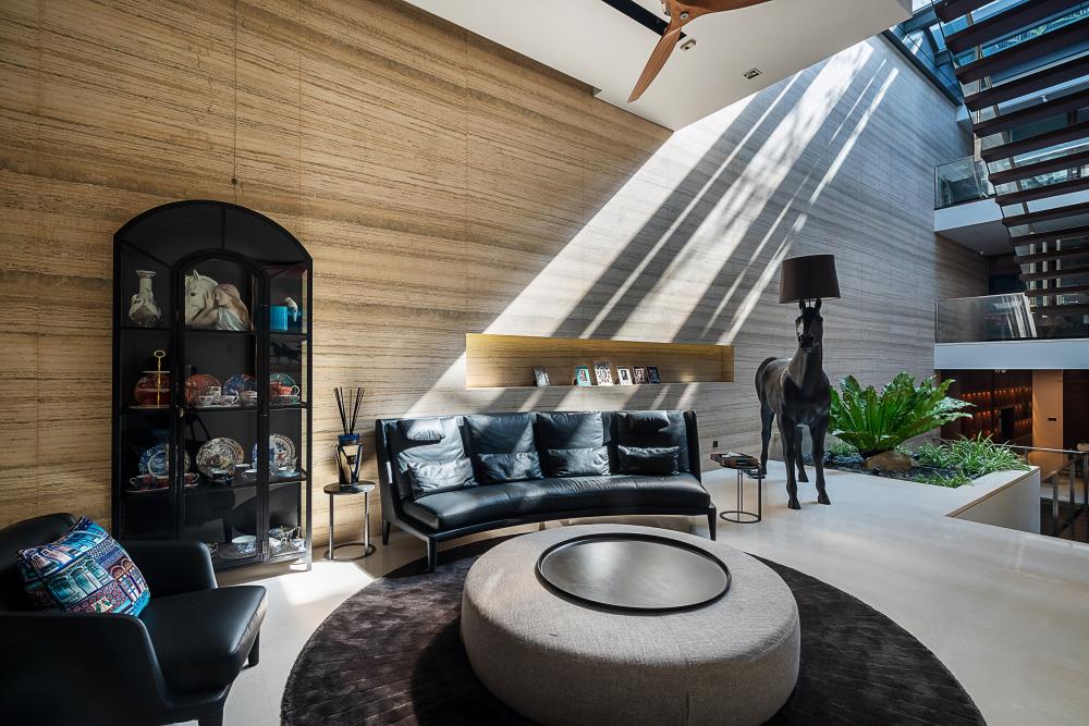 Contemporary Basement with Parquet Floor and Drop Ceiling