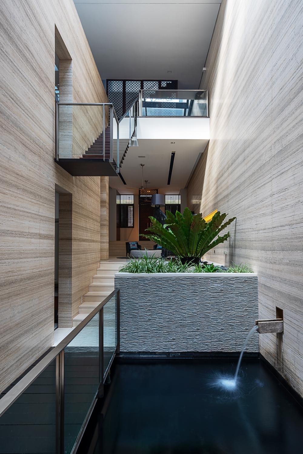 Contemporary Basement with Parquet Floor and Cove Lighting