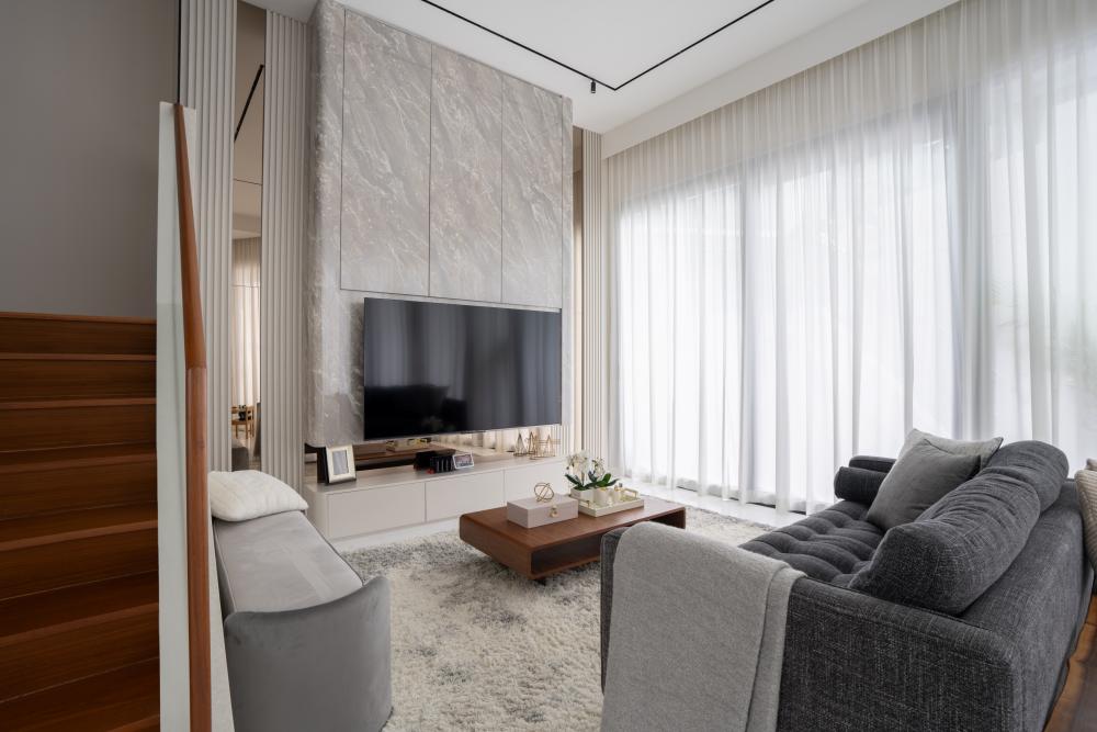 Modern Foyer with Artwork and Console Table