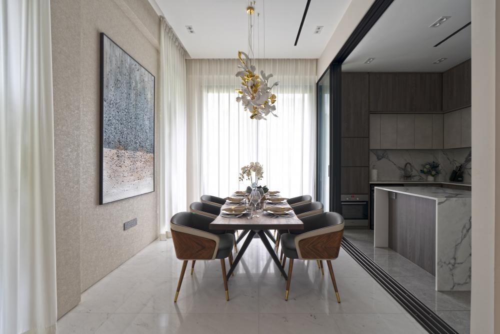 Modern Bedroom with Drop Light and Wardrobe