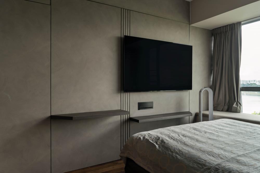 Contemporary Bedroom with Bookshelf and Wardrobe