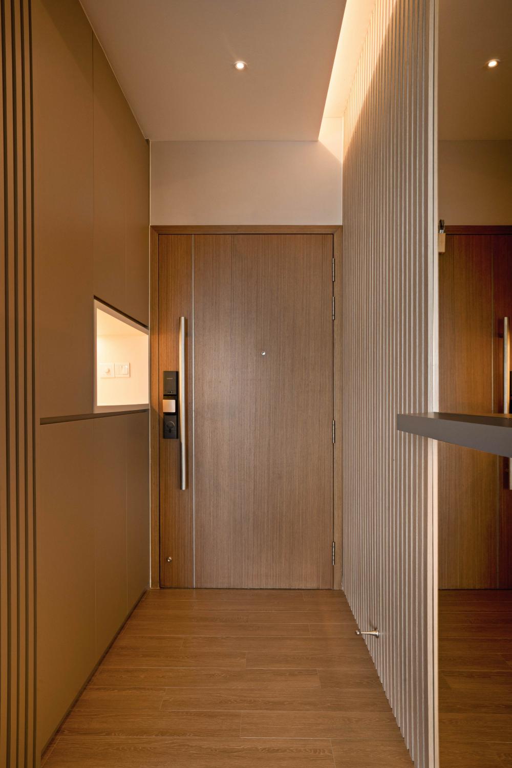 Contemporary Entryway with Shoe Rack and Small Storage