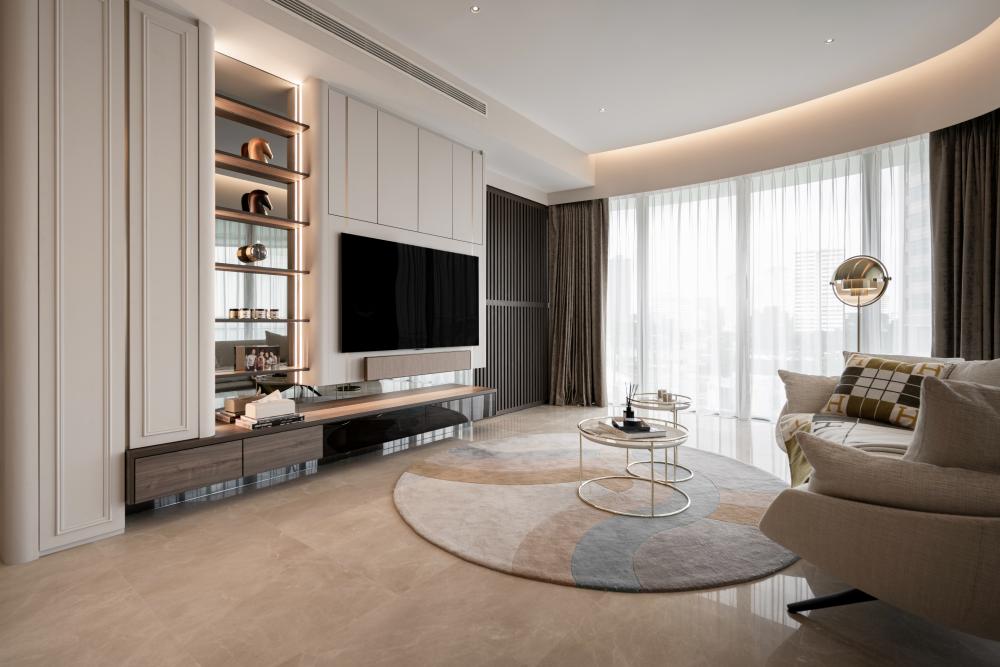 Modern Hallway with Artwork and Console Table