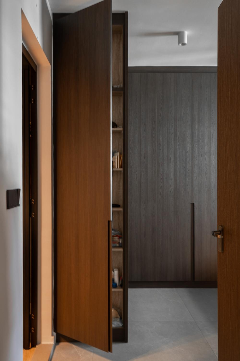 Modern Bedroom with Marble Floor and Wardrobe