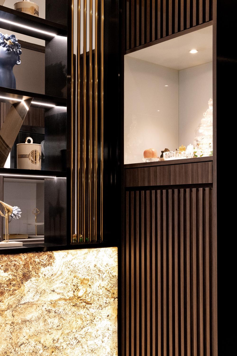 Modern Kitchen with Cement Floor and Kitchen Accessories