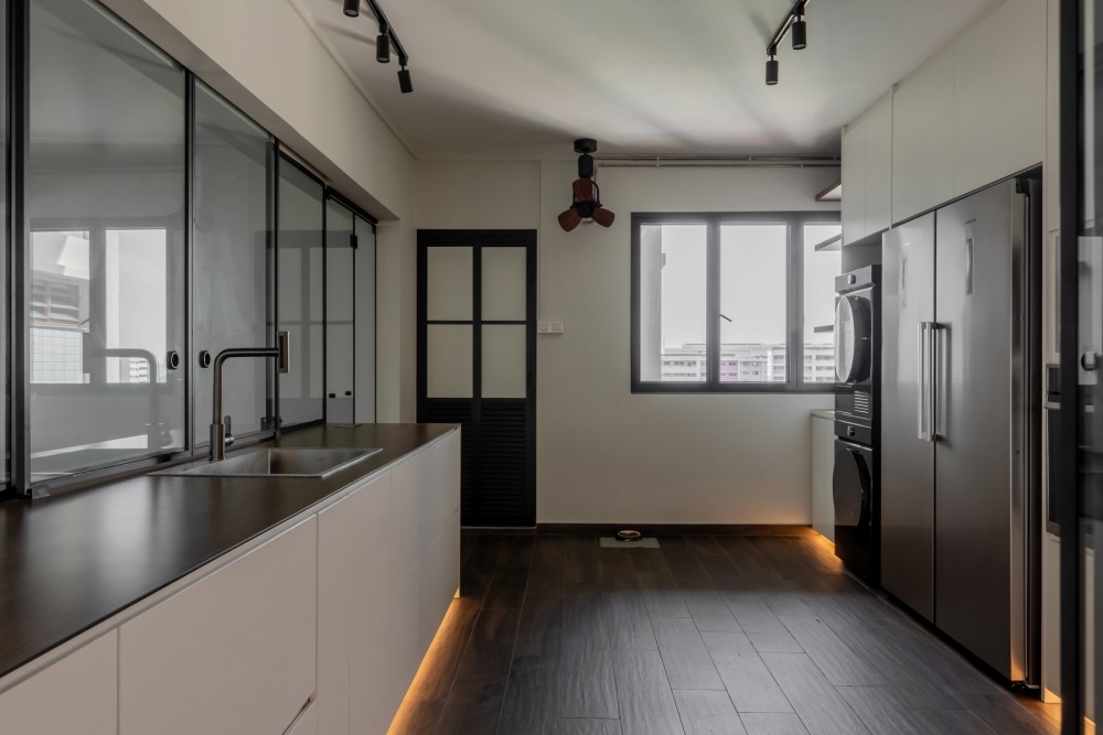 Modern Kitchen with Countertop and Kitchen Window