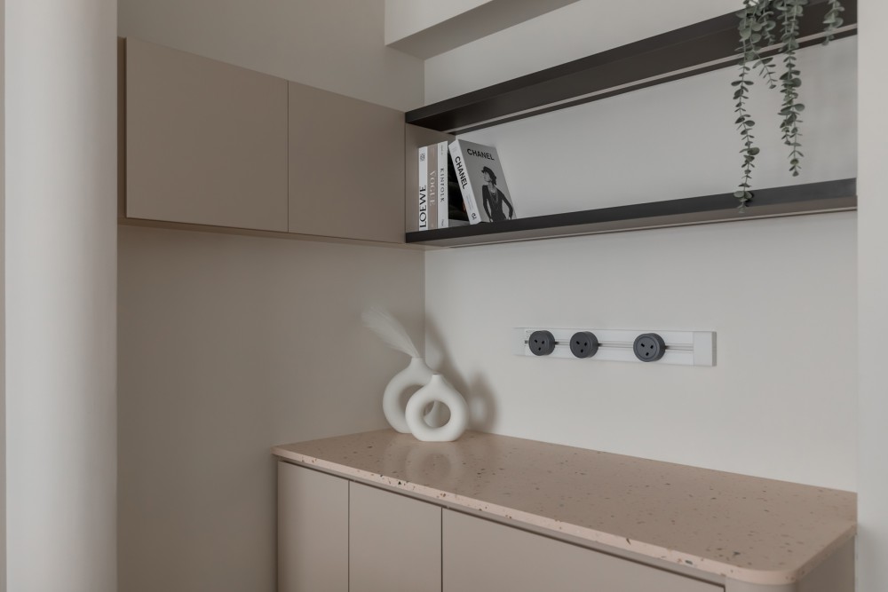 Contemporary Entryway with Countertop and Storage Cabinets