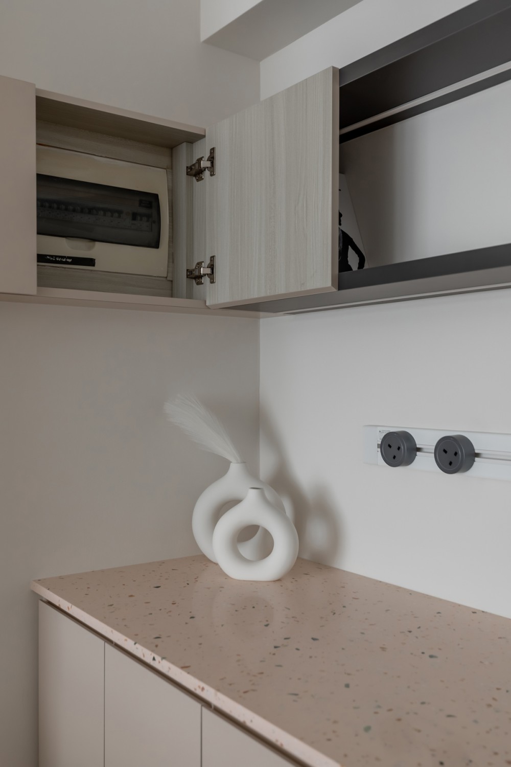 Contemporary Entryway with Countertop and Storage Cabinets