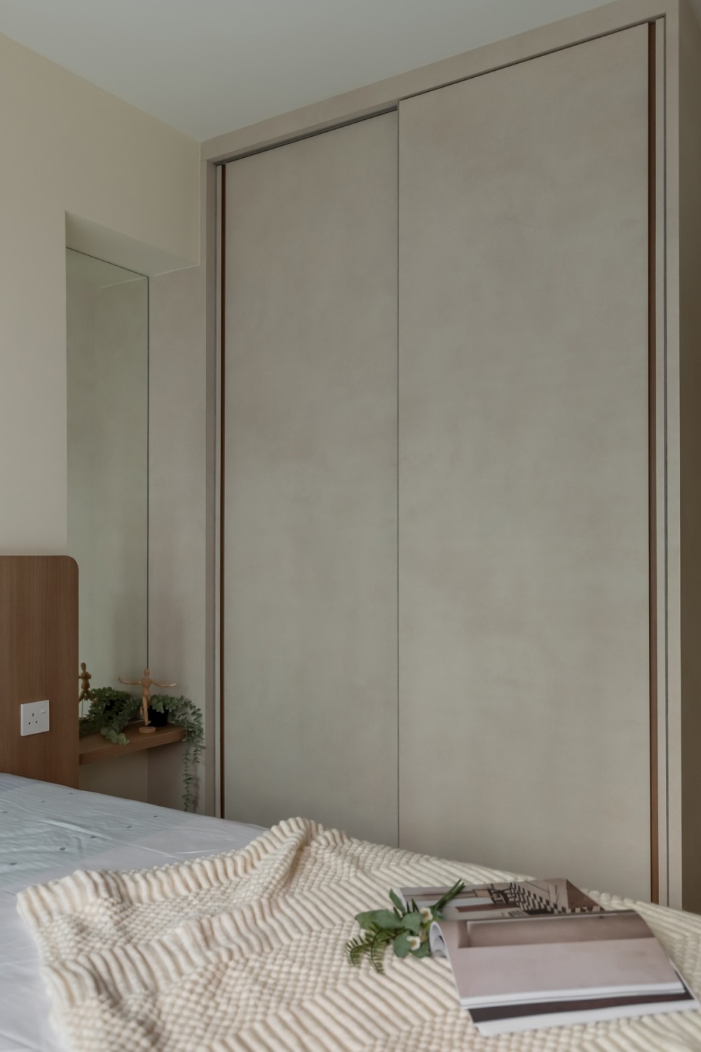 Contemporary Bedroom with Mirror and Wardrobe