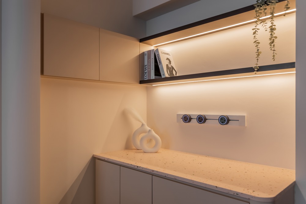 Contemporary Entryway with Bookshelf and Storage Cabinets