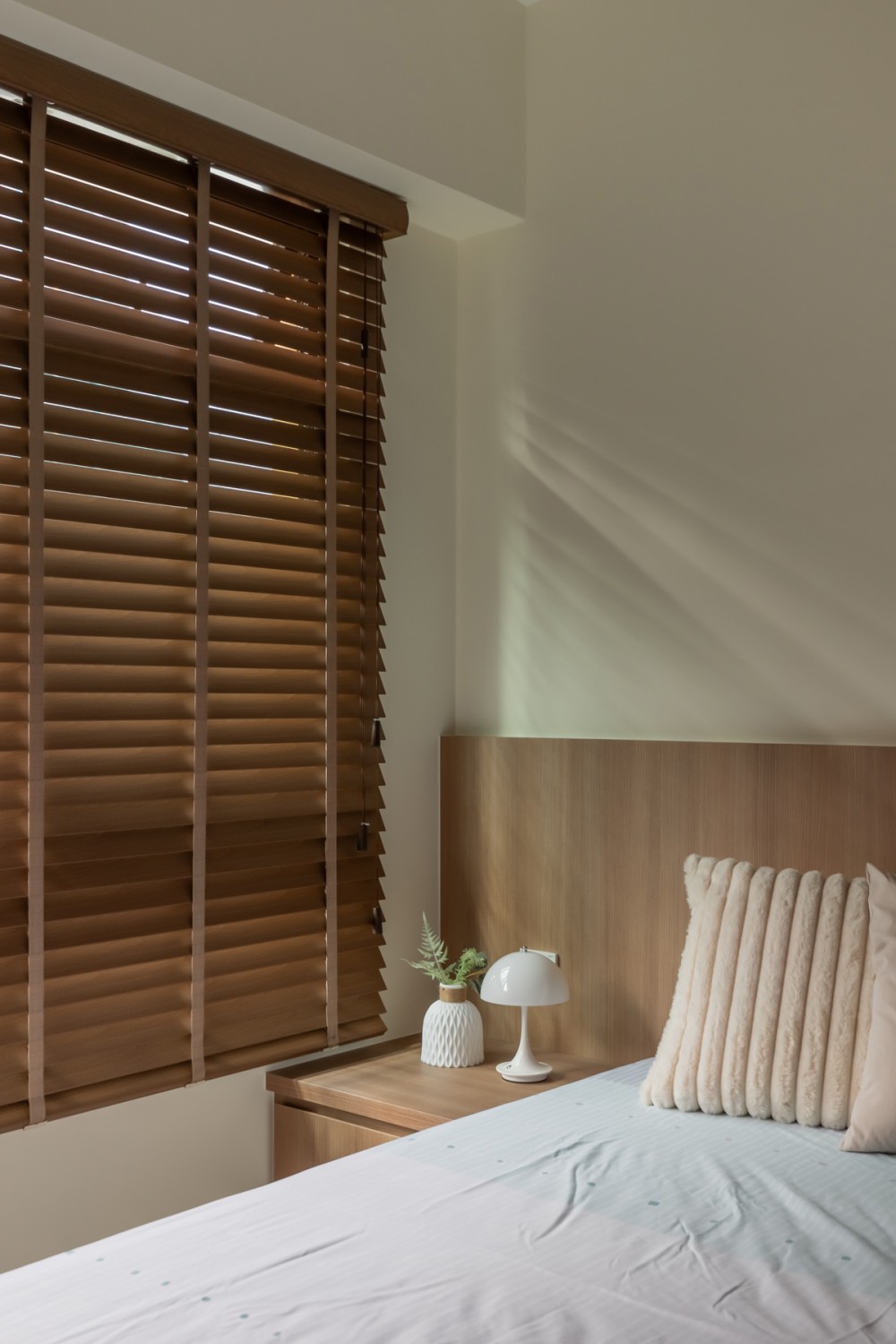 Contemporary Bedroom with Built-in Bed and Bedside Table