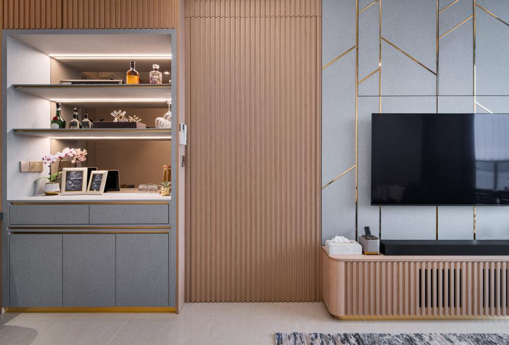 Modern Bedroom with Children's Beds and Queen Bed