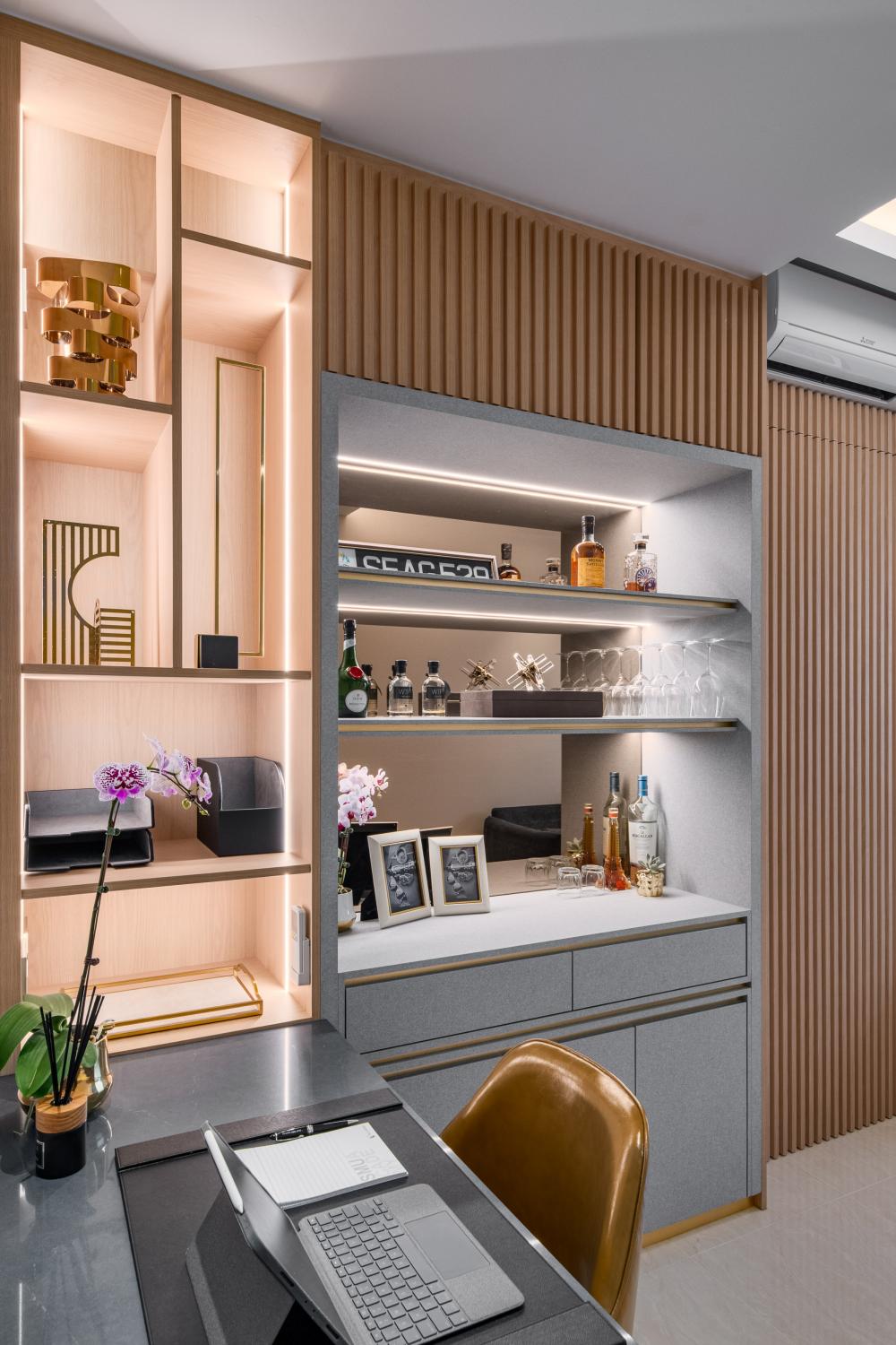 Modern Entryway with Bar Counter and Drinkware