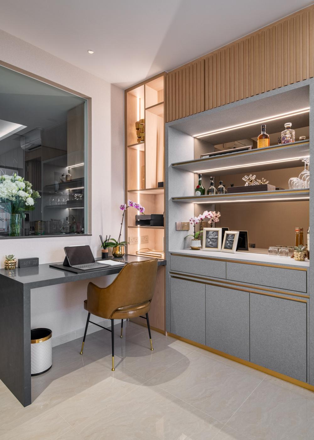 Modern Home Gym with Storage Cabinets and Gym Equipment