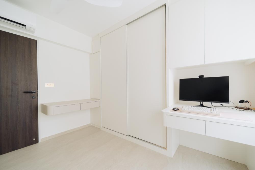 Contemporary Home Office with Desk and Desk Chairs