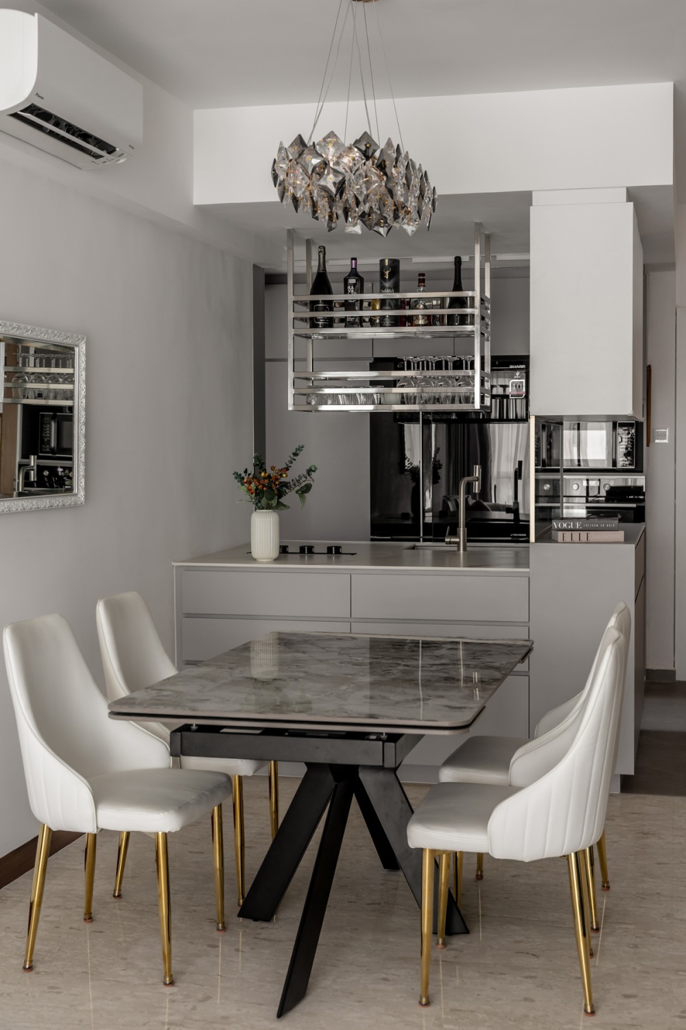 Modern Dining Room with Kitchen Island and Dining Table
