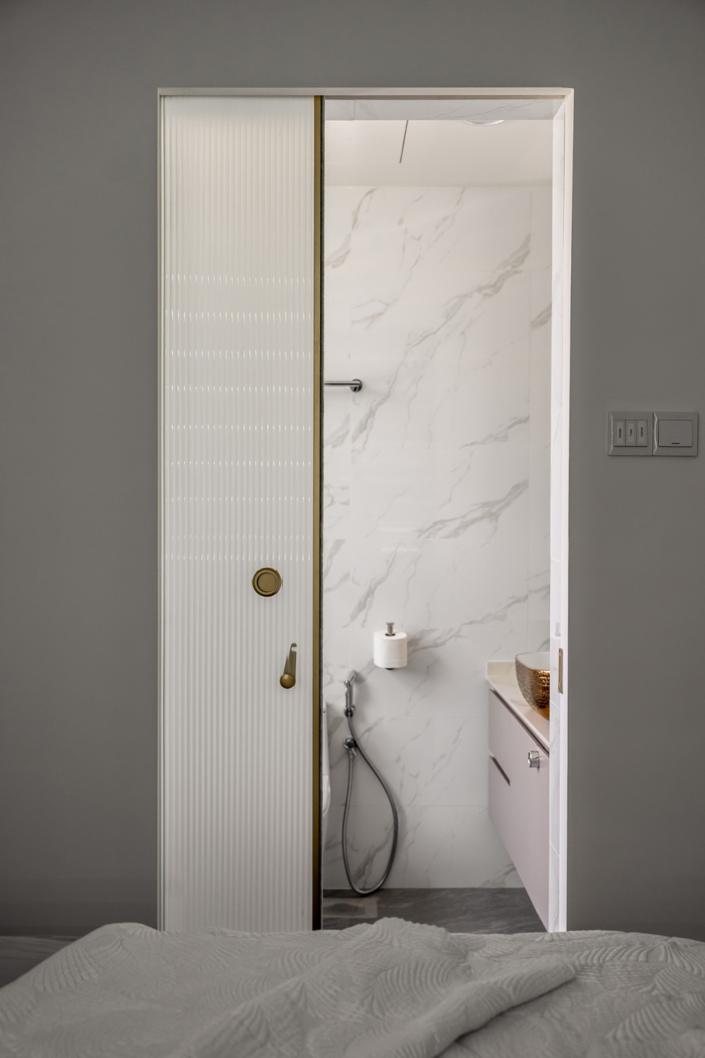 Modern Bedroom with Feature Wall and Storage Cabinets
