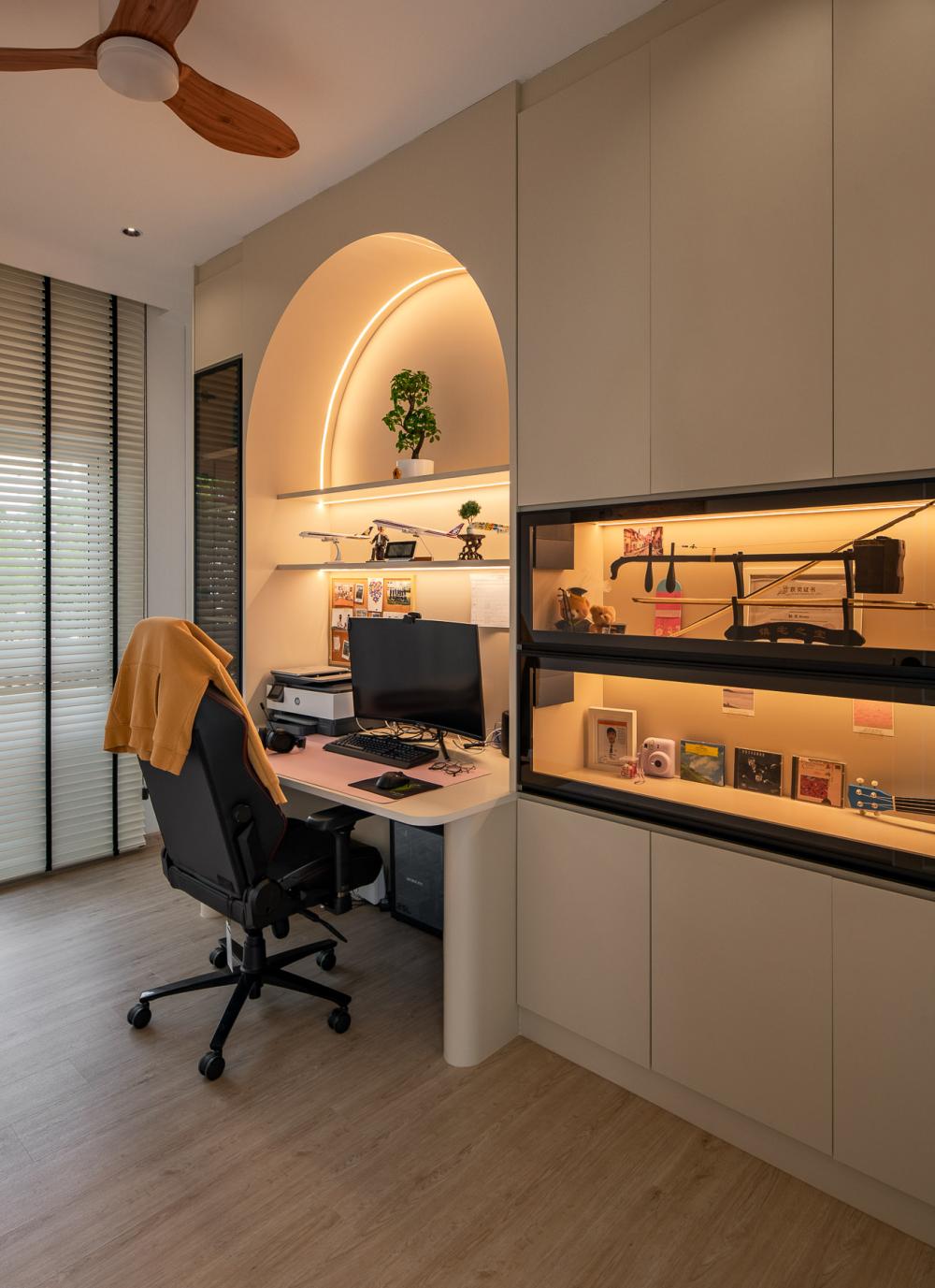 Contemporary Study with Drop Light and Cove Lighting