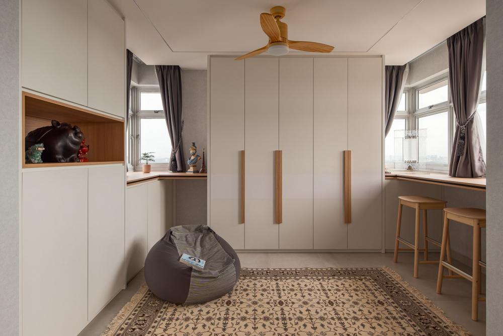 Scandinavian Study with Bookshelf and Drop Ceiling
