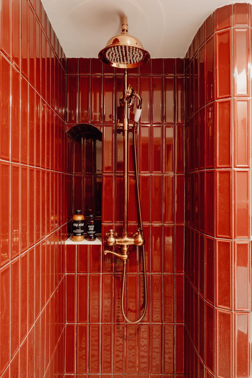 Vintage Bathroom with Mosaic and Rainshower