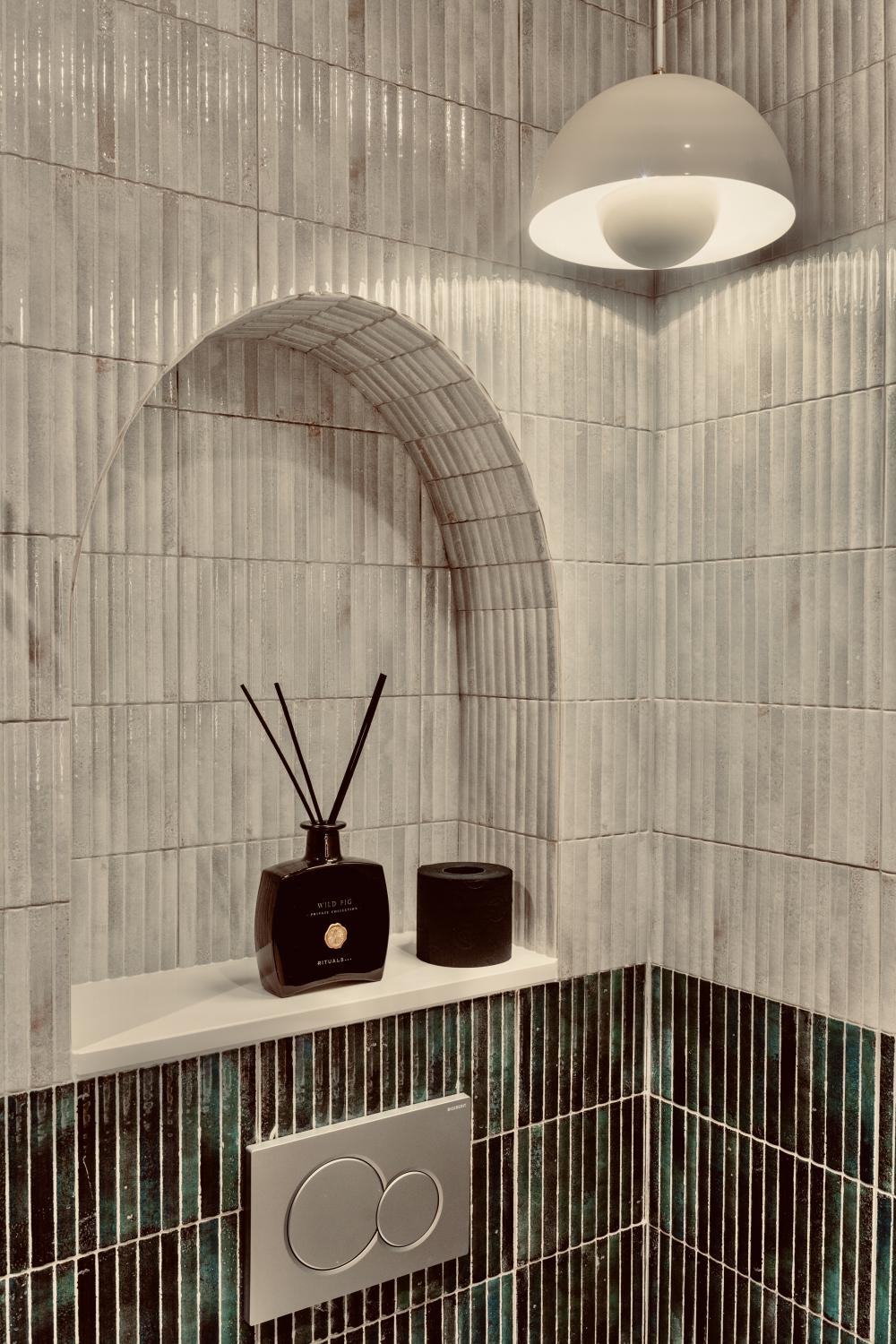 Vintage Bathroom with Mosaic and Bathroom Lighting