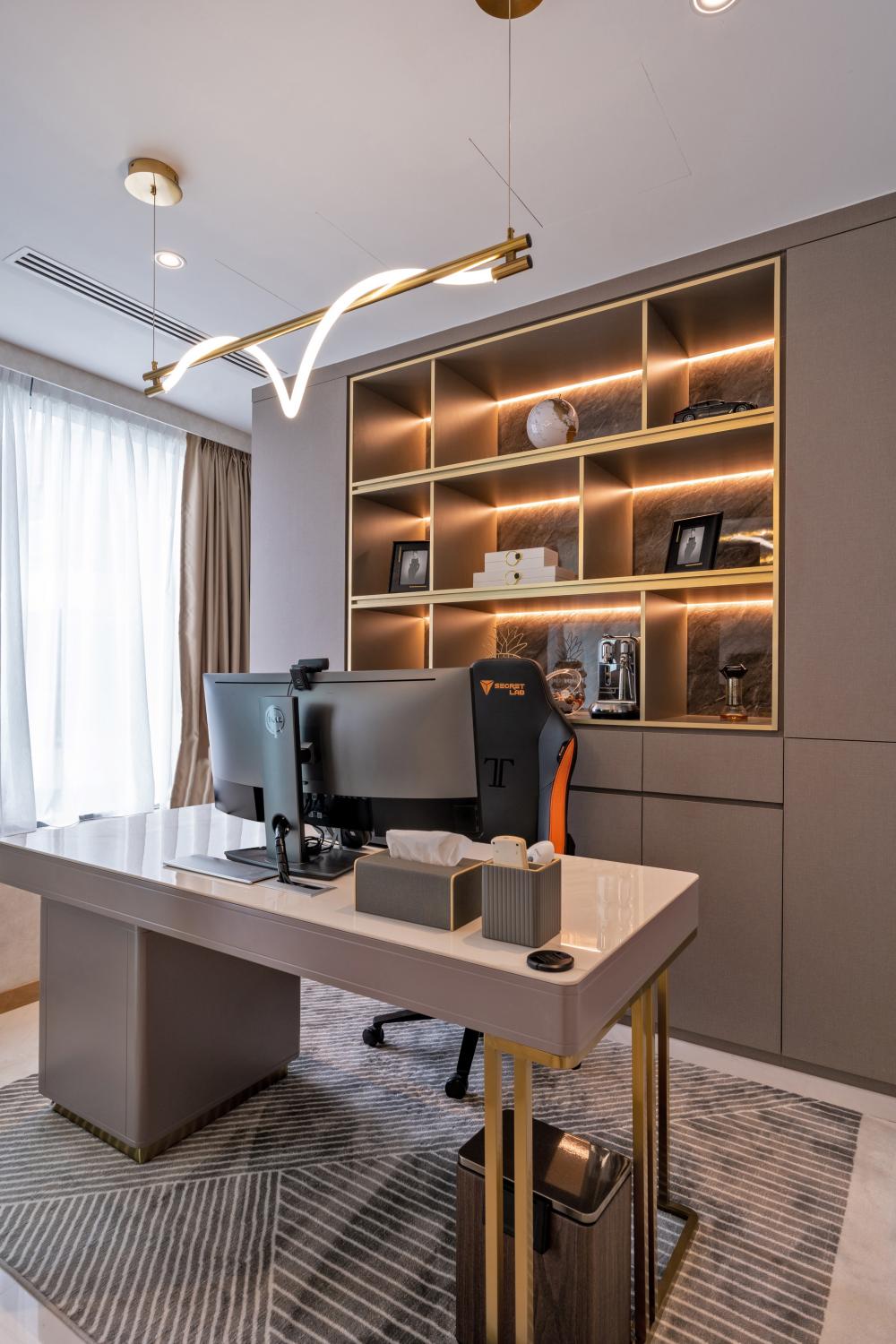 Modern Living Room with TV Console and Mirror