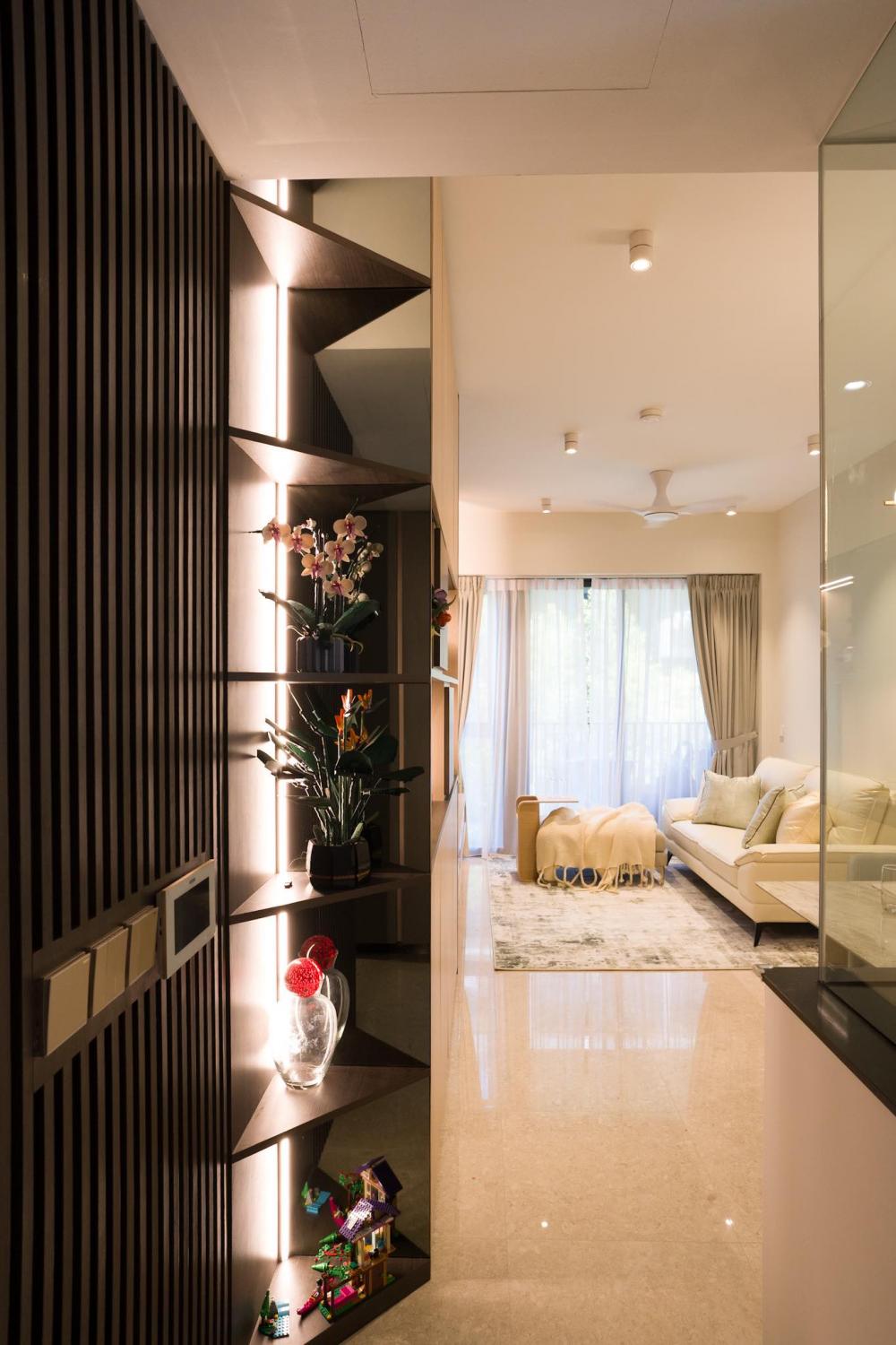 Modern Hallway with Artwork and Shoe Rack